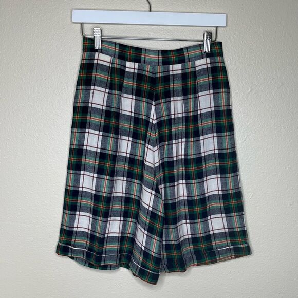 Vintage Talbots Plaid Linen Blend Bermuda Cuffed Shorts Women Size 8 Made in USA - Picture 6 of 14